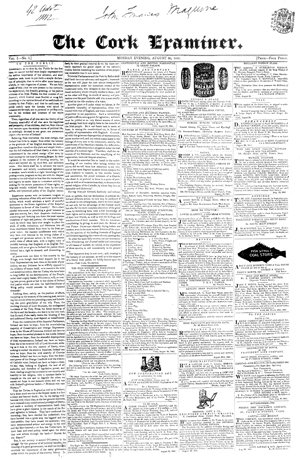 Irish Examiner's First Edition in 1841 as Cork Examiner.