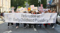 Watch: Creche representatives protest at Leinster House