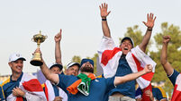 Shane Lowry celebrates with the Ryder Cup 1/10/2023