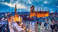 Beautiful old town in Gdansk at winter dusk