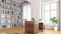 Library in the Home Office with Wooden Desk