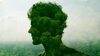 double exposure of man and trees
