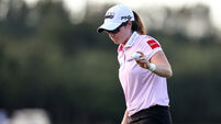 Leona Maguire acknowledges the crowd after finishing her round 1/9/2023