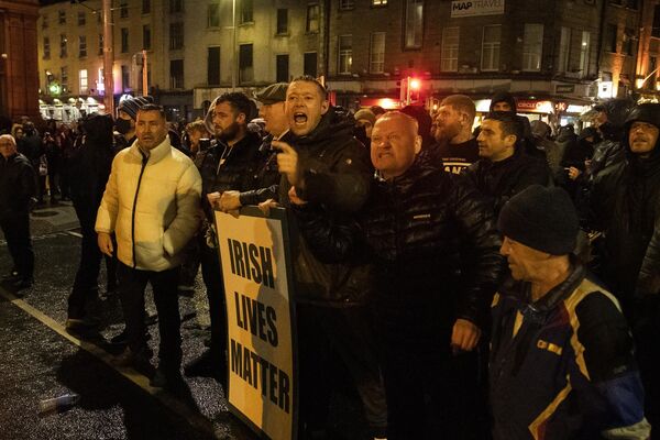  Protesters in Dublin city centre on Thursday night. Picture: Colin Keegan/Collins Dublin