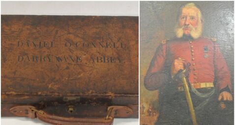 Daniel O'Connell's gun case and general's portrait in the frame 
