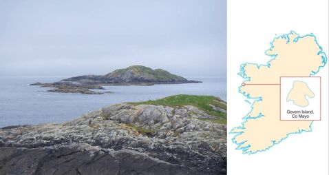 Islands of Ireland: Surging seas, foam, and treacherous reefs surround Govern Island