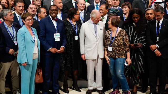 <p>Britain's King Charles III joins leaders and delegates for a family photo during a Business and Philanthropy Climate Forum reception at Expo City in Dubai, during the Cop28 summit. Picture: PA</p>