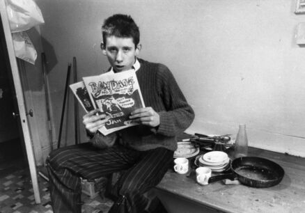 Shane MacGowan at 19, editor of punk rock magazine 'Bondage' in his office at St Andrew's Chambers in London. Picture: Sydney O'Meara/Getty Images