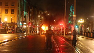 <p> Violent scenes were seen in Dublin following a knife attack in the city last week. Picture: Stephen Collins/Collins Dublin</p>