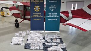 <p>Gardaí seized heroin, with an estimated street value in excess of €8m, and a light aircraft during today's operation. Picture: An Garda Síochána</p>