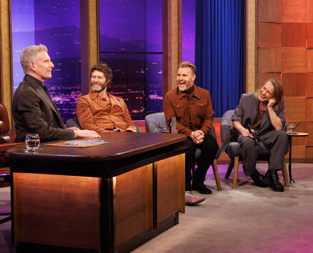 Take That pictured on The Late Late Show with host Patrick Kiely. Picture: Andres Poveda
